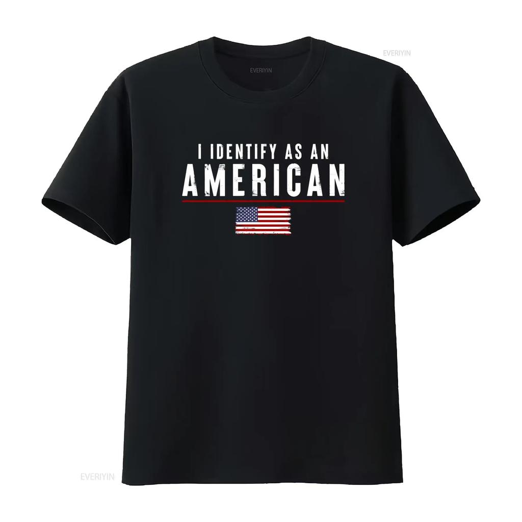Patriotic American Flag T Shirt for Men I Identify As An vintage Washed Stretched Stylish Versatile streetwear Casual