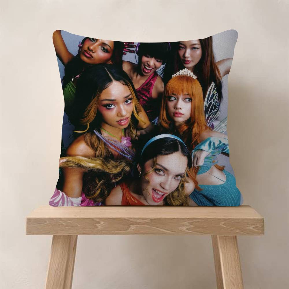 Kpop Heißes Mädchen KKATSEYE Kissenbezug für Schlafzimmer Zimmer und Wohnzimmer Sofa Dekorative Kissenhülle