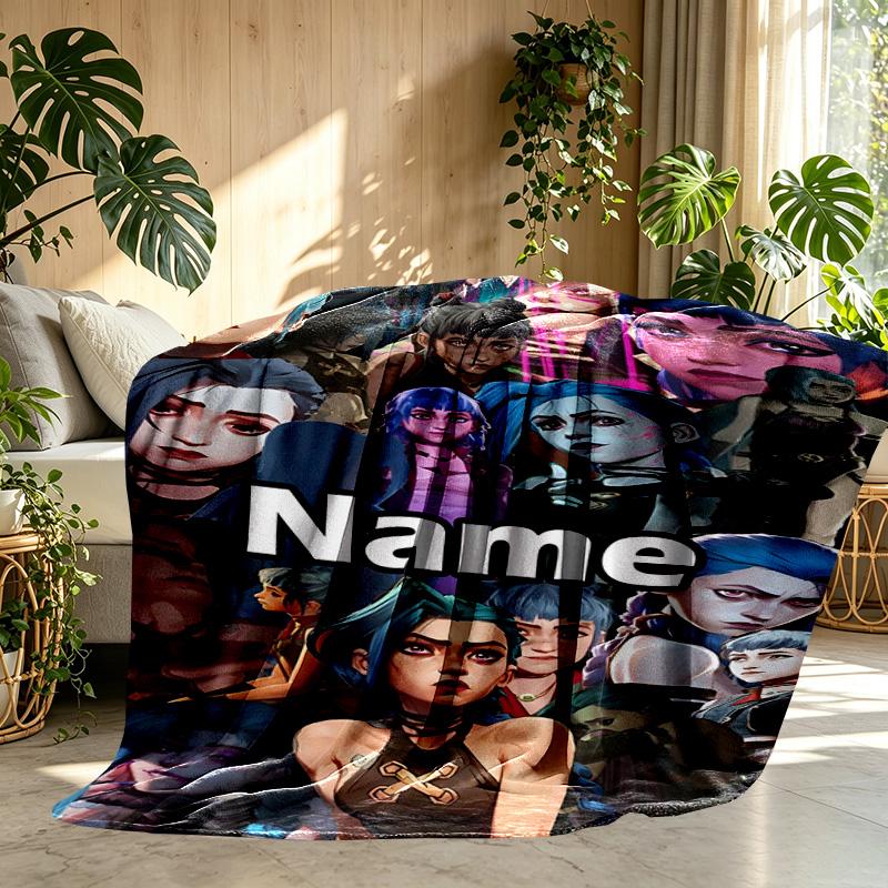 Custom Name Personalized Jinx Print Blanket, Home Decor, Bedroom, Sofa, Camping, Couch, Gifts for Birthday ChristmasEnthusiasts