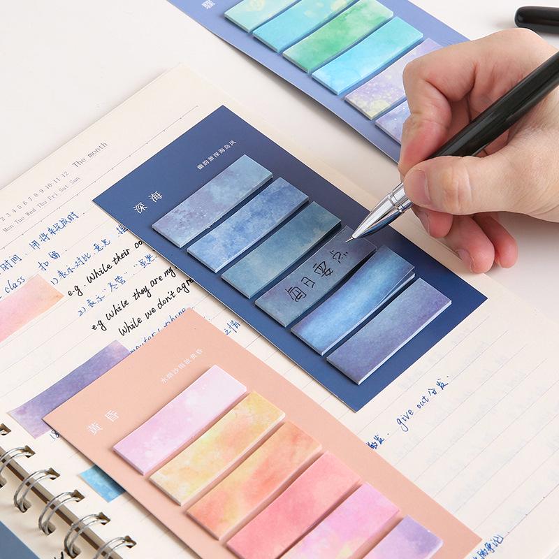 Stylish Gradient Sticky Notes for Students: Strong Adhesion, Girly Design, Perfect for Indexing and Memos, Reusable N Times