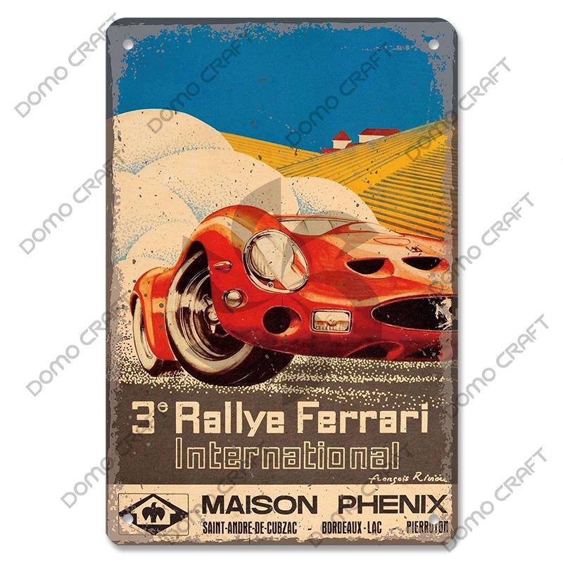 Racing Car Plaque Metal Tin Signs F1 Racetrack Vintage Metal Poster Wall Art Decor for Garage Racing Club Home