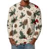 Men's Fashion Printed Round Neck Long Sleeve Bottoming Shirt Top