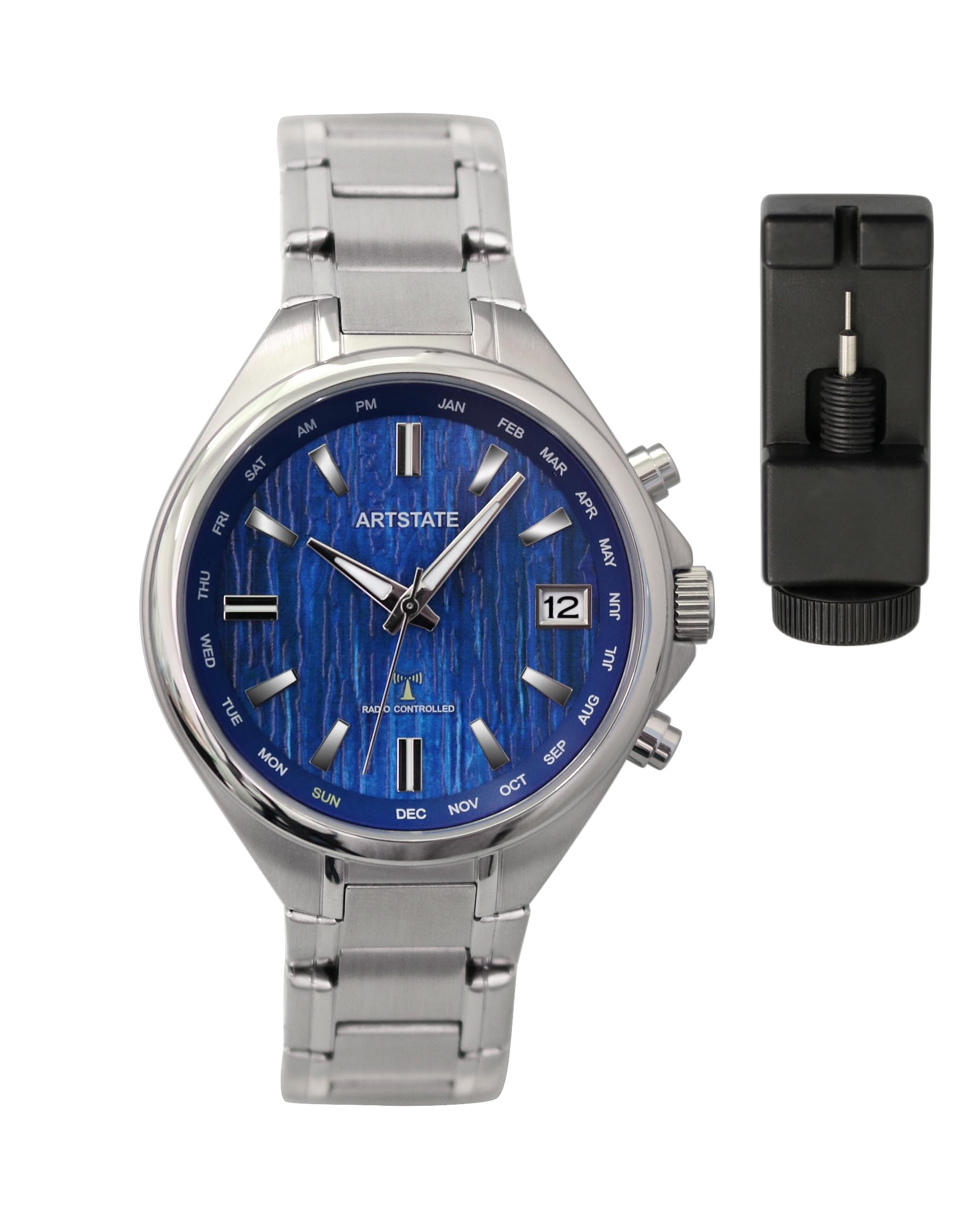 

Синие Часы из Нержавеющей Стали с Датой Долговечные [ARTSTATE AS3291A] Мужские Радиоуправляемые Часы, Циферблат, Браслет, Дисплей,