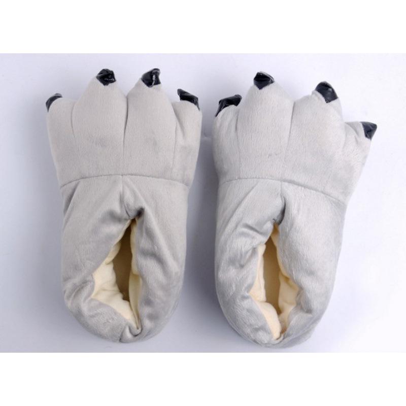 Superweiche Fleece-Tierpfoten-Hausschuhe für Damen & Herren - Gemütliche Baumwoll-Winterschuhe, Fersenbedeckt, Blau/Grün.