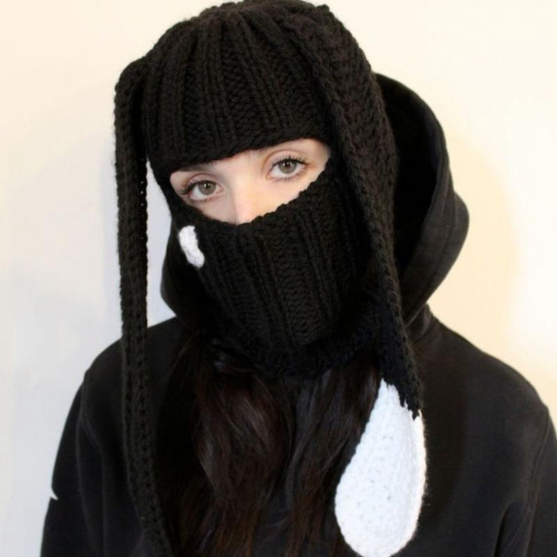 Crochet Halloween Party Funny Style Parent-child Horn Hat Ski Mask Woolen Hat