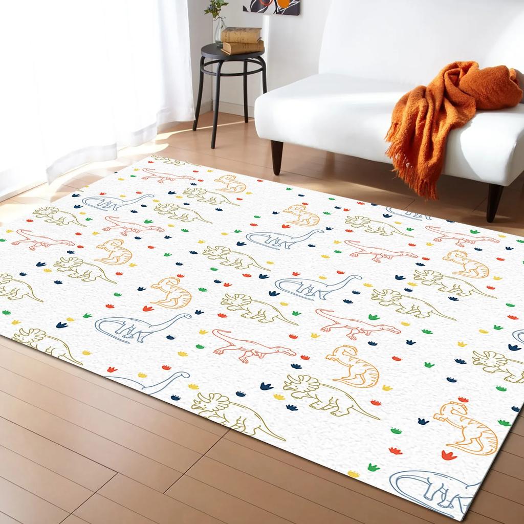 Cartoon Dinosaur Area Rugs Dino Carpet Non Slip Dinosaur Floor Mat for Playroom Classroom Kidroom Decor Children's Crawling Mat