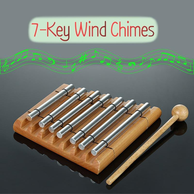 Wood Wind Chimes 7 Tone Sound Healing Meditation Bell Metal Sound Beam Chime Yoga Professional Percussion Musical Instrument