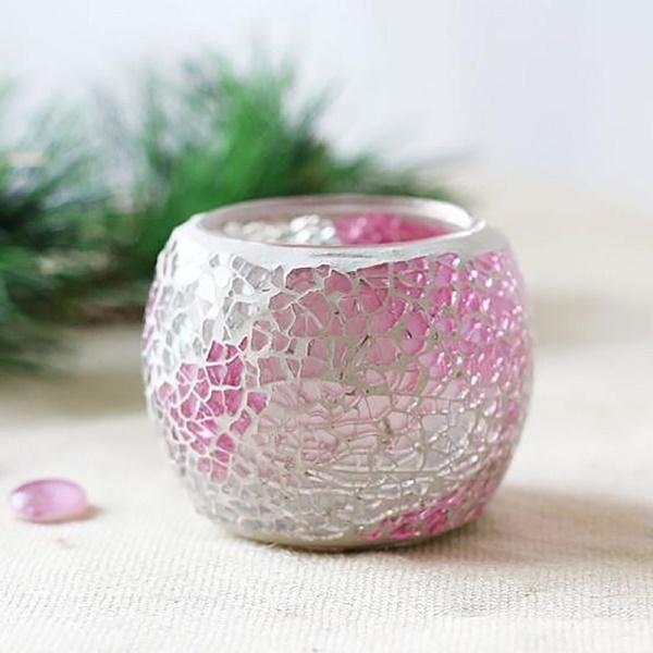 Mosaic Glass Candlestick Wishing Candle Tea Light Holder Dinner Wedding Tabletop Decoration