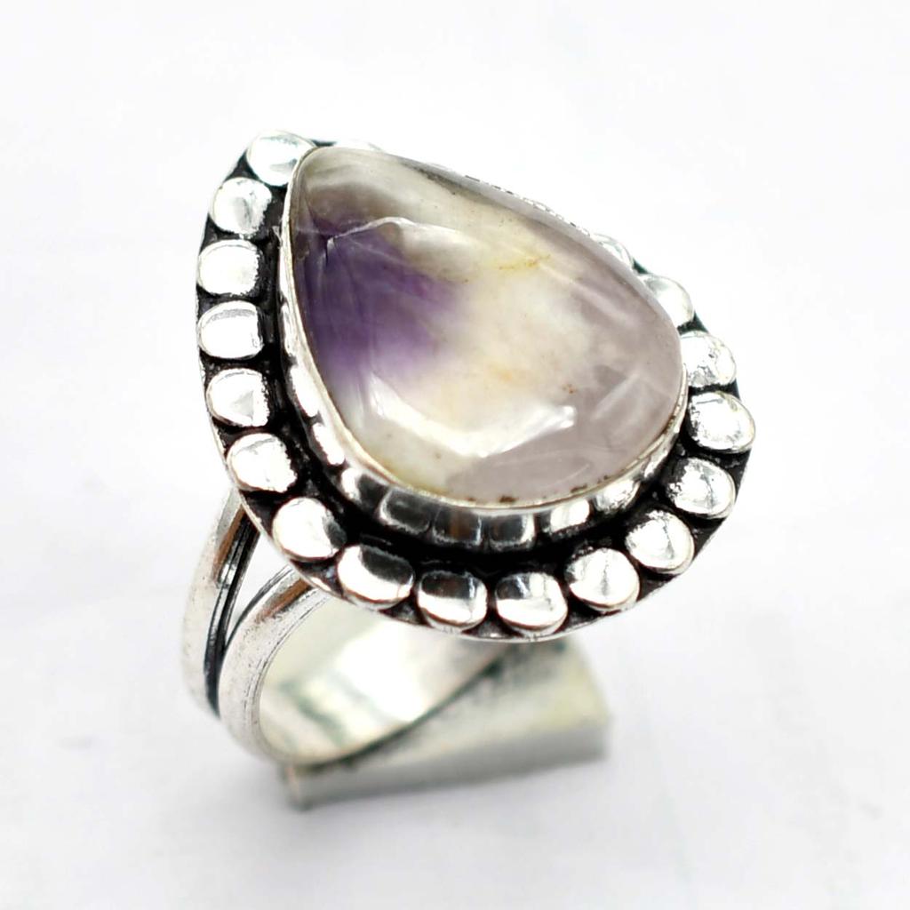 Amethyst Ethnic Handmade Ring Jewelry US Size-9.25 R 5845