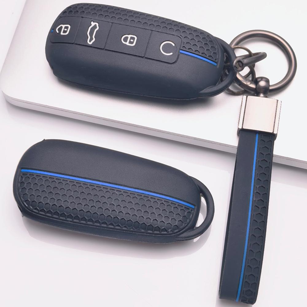 Soft Silicone Smart Key Sleeve for Chery Tiggo 7 Pro Arrizo 8 OMODA 5 Omoda C7 7 SHS Phev Jetour Honeycomb Texture Racing Stripe Smart Key Fob Sleeve