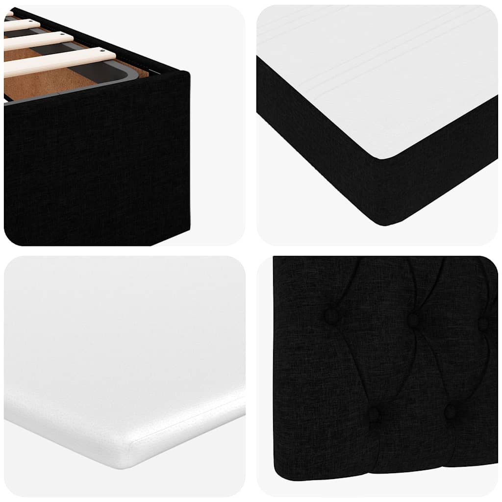 Ottoman Bed with Mattresses Black 200x200 cm Fabric