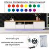 TV Lowboard 180cm Breite LED Beleuchtung, Moderner TV Schrank 2 Schließfach 4 offenes Regal, Wohnzimmer Esszimmer, Weiß & Eiche, 180 x 40 x 50 cm