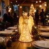 Battery Operated LED Statue Praying Angel Night Light Resin Decorative Figurine with Warm Lights for Home Decor Tabletop Ornament Christmas