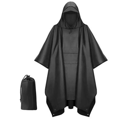 Poncho de Lluvia para Lluvia Lluvia Negro [Lunari] Pesca, Equipo, Impermeable, Impermeable, Ropa de Lluvia, con Capucha, Exterior, Evento, Protección, (Negro)