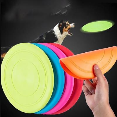 Hundespielzeug Flying Disc Silikonmaterial Robustes, widerstandsfähiges Bissspuren-reparierbares Haustier-Trainings-Unterhaltungs-Wurfspielzeug