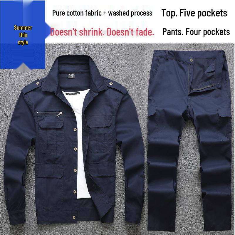 

Мужской летний рабочий комплект: Защитная одежда от ожогов, износостойкая, с длинным и коротким рукавом для сварщиков и строителей. XL