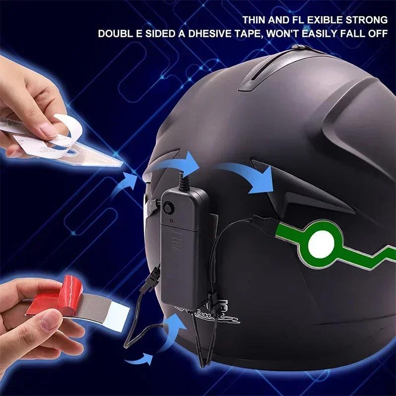 Motorcycle Helmet LED Warning Lights Night Riding Helmet Motor Cold Light Strip EL Waterproof Sticker Motorcycle Accessories