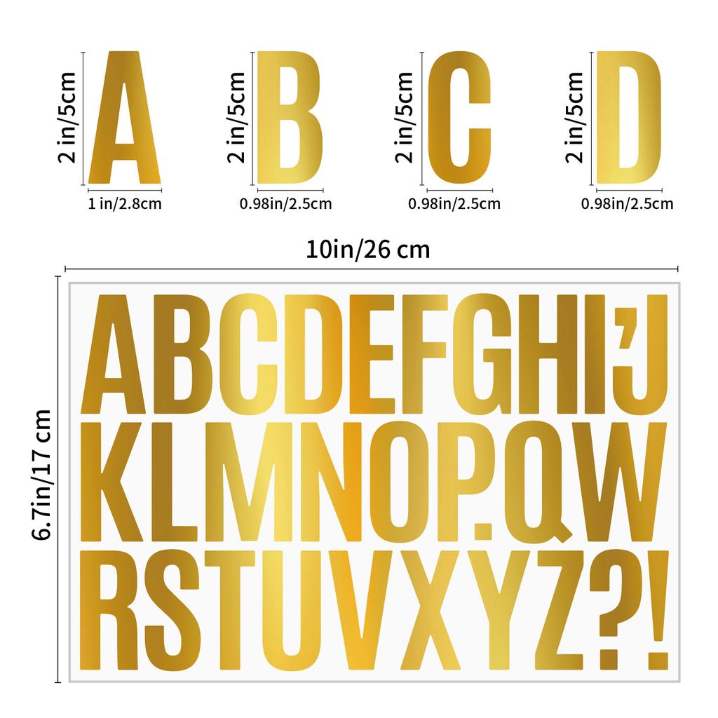 2-inch Gold Stamping Letter Sticker Uppercase Lowercase Number Symbol Sticker Self-adhesive DIY Gift Decorative Letter Sticker
