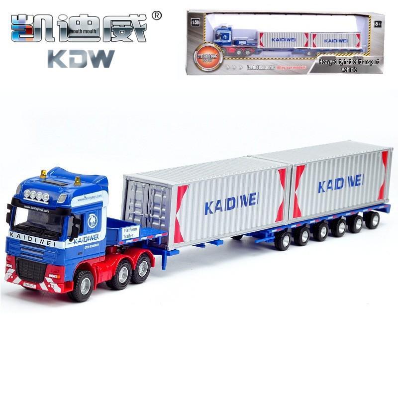 KDW 1:50 Alloy Container Truck Model - Heavy Duty Transport Trailer