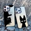 Coque de téléphone Mignonne Dessin Animé Chat Noir Pour iPhone 16 15 Pro Max Plus 14 13 12 11 Pro Max 13 Mini Anti-Choc Couverture Arrière Laser Funda