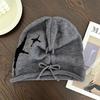 Woman Loose Beanie Hat Casual Drawstring Design Pile Hat Female Streetwear Outdoor Fashion Winter Knitted Hat