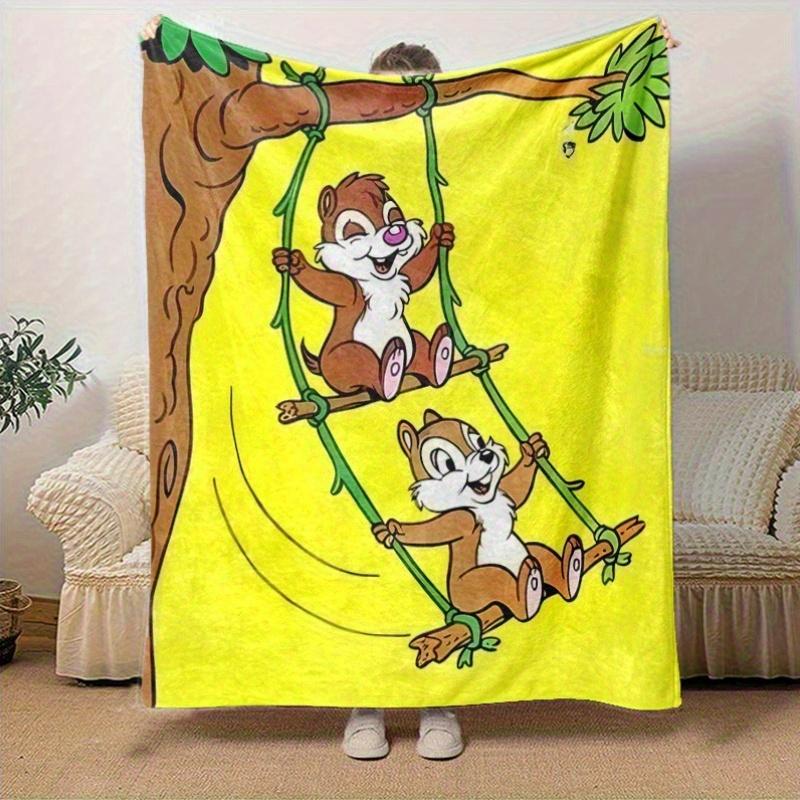 1pc, Disney Chip & Dale Throw Blanket Cute Cartoon Animal Design for Home Decor, Couch Cover, Outdoor Use, Travel, Camping, Car, Beach