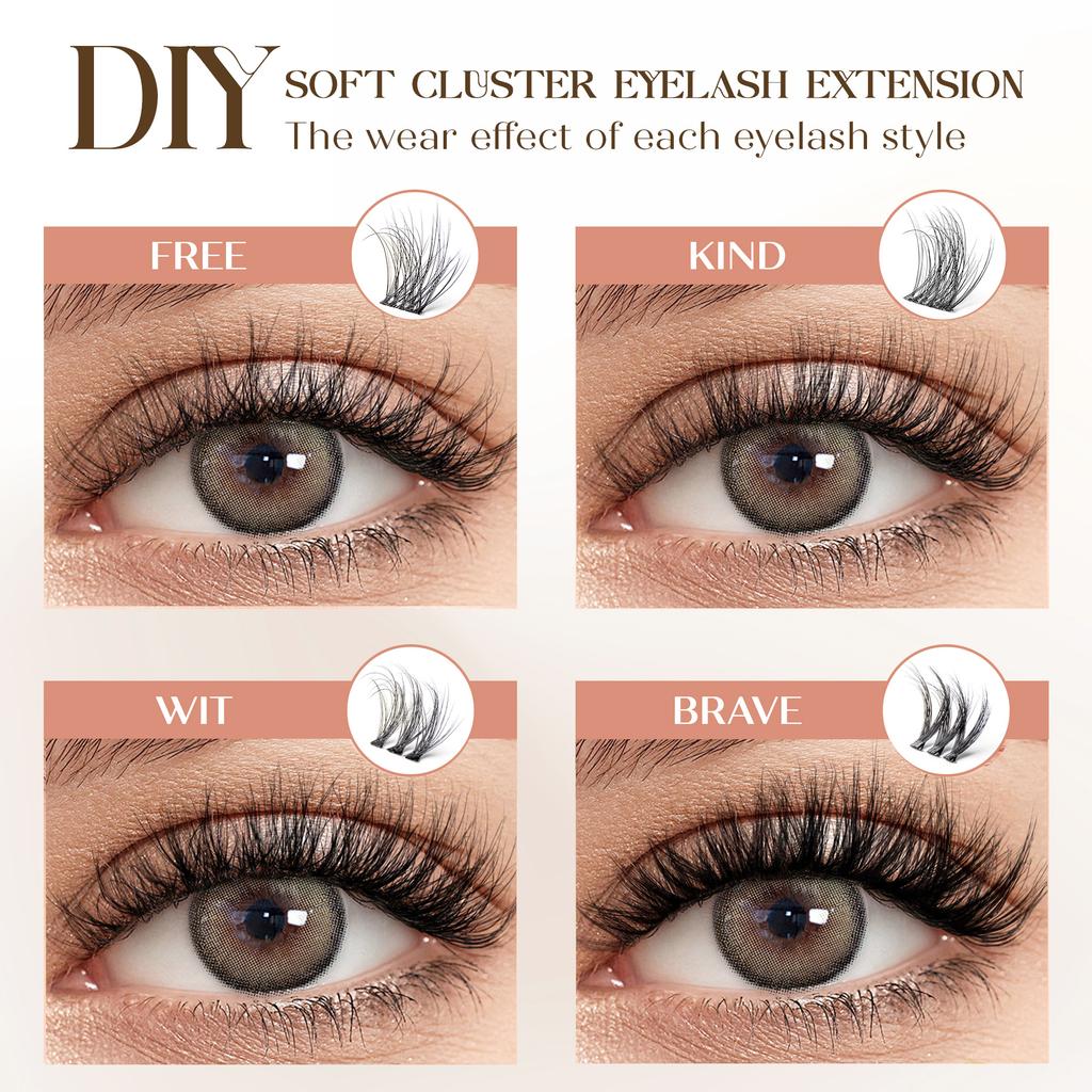 Befer 144pcs Lash Clusters 3D Natural Fluffy Cluster Lashes DIY Lash Extension 10-16mm Hight Quality Soft Super Thin Band Makeup