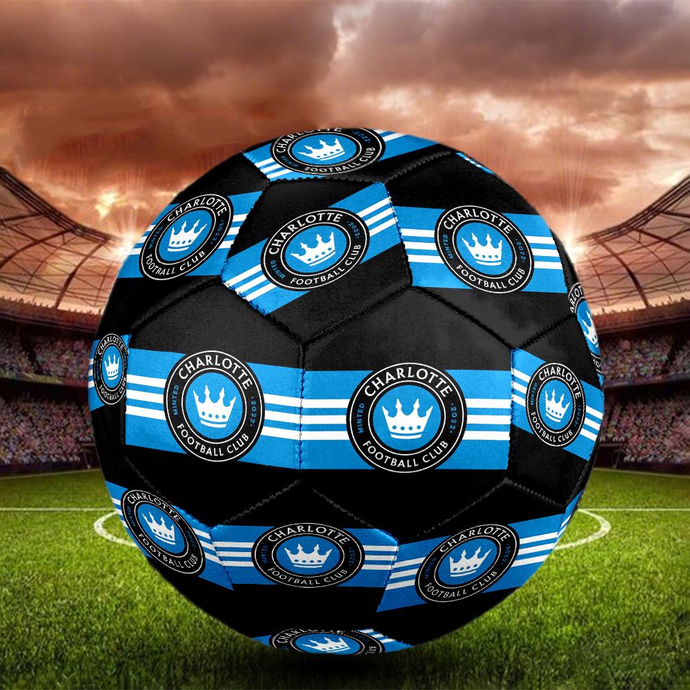 Charlotte FC Indoor Soccer Ball Size 5 Colorful All Ages Machine Stitched PVC Competition Ready Durable High-Bounce