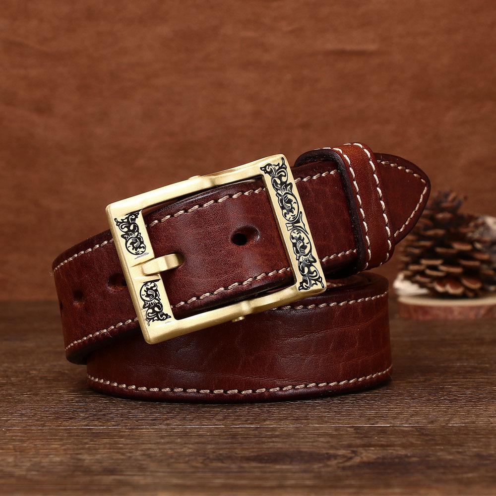 

Утолщенный мужской первый слой ретро ремень персонализированный ремень медная пряжка ремень 125cm