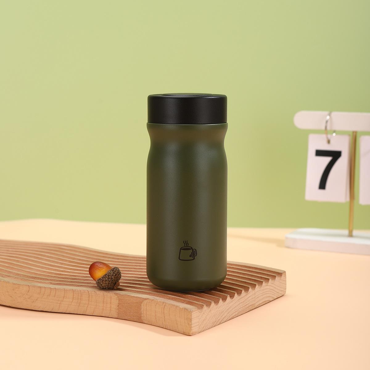 

Creative 316 stainless steel thermos cup student portable small pocket cup car outdoor small fresh children s water cup 320ml армія зелений колір
