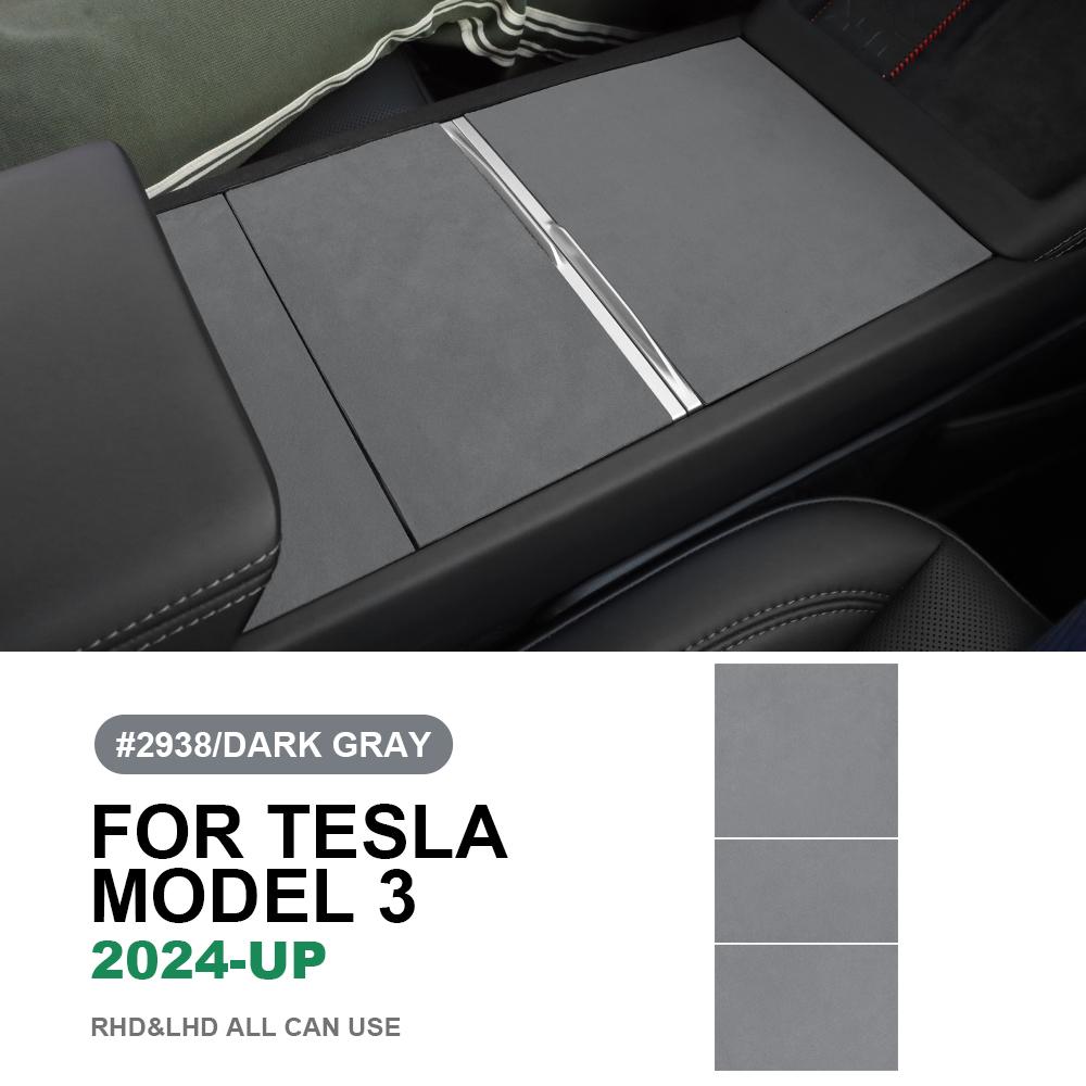 Italian Top Suede Center Console Storage Box Panel Stickers for Tesla Model 3 Highland 2024-Up Protect Car Interior Accessories