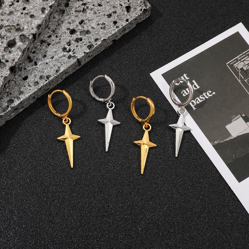 Kpop Demon Hunters Jinu Cross Stars Dangle Earrings For Men Women Metal Earring Cosplay Jewelry Accessories Gifts