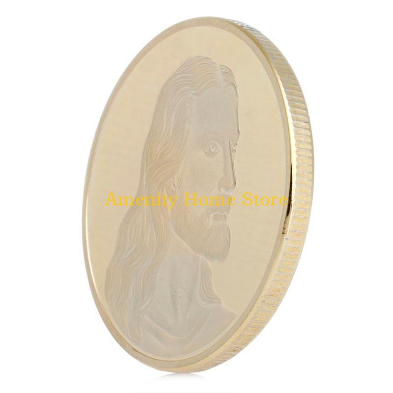 

F26C Jesus Commemorative Coins Collection Christ Religion Souvenir Challenge Coin Religious Badge for Easter Home Decorations золотой