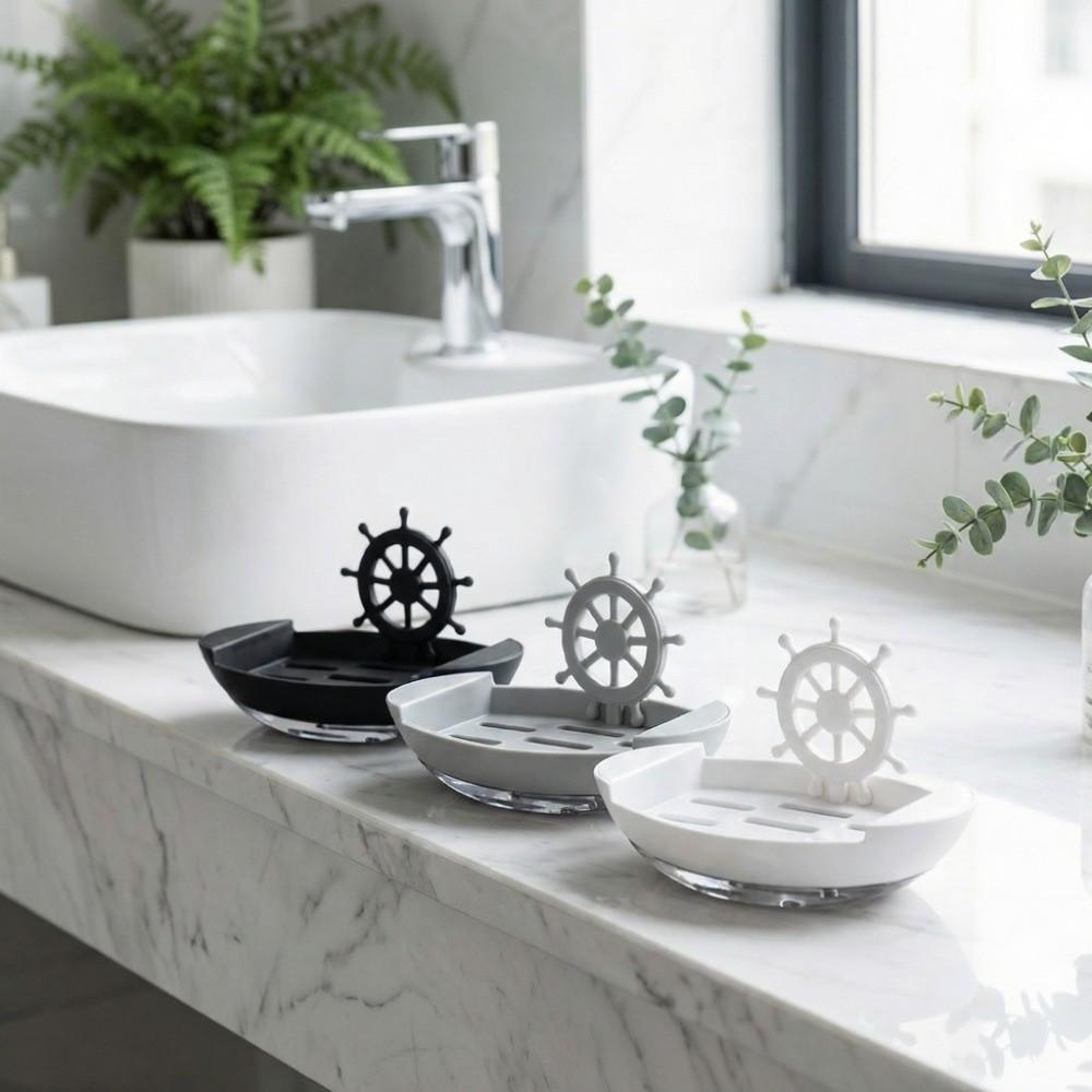 Plastic Boat-Shaped Soap Dish Drainage Cartoon Soap Dish Decor Soap Holder Bathroom