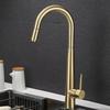 Brushed Gold Pull Out Kitchen Faucets Brass Lead Free Sink Faucets Sink Tap Rotating Spout Mixers Tap Hot Cold Water Crane