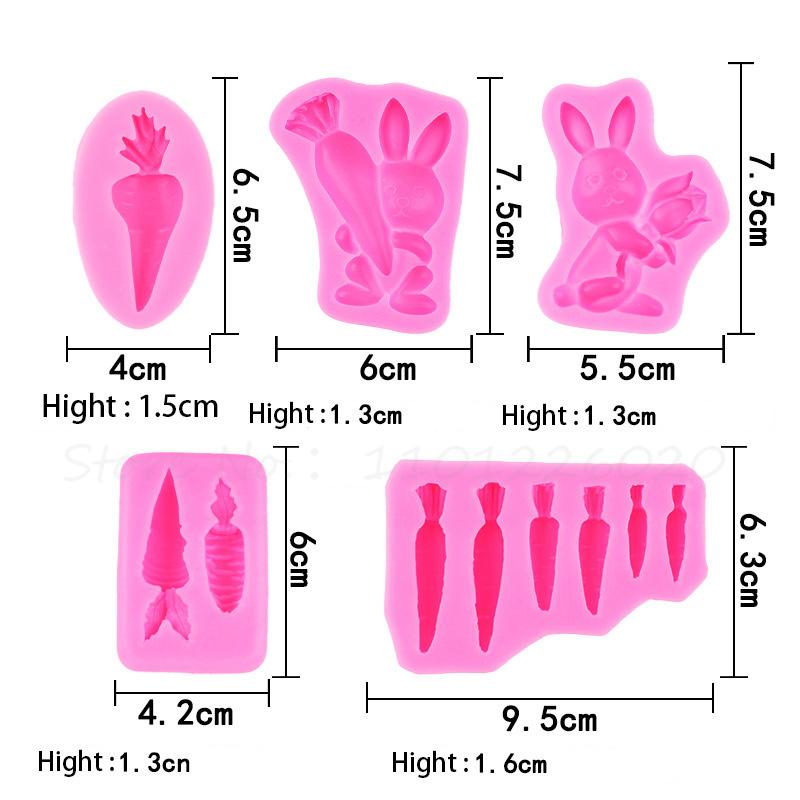 Easter Bunny Carrot Silicone Mold Chocolate Cupcake Baking Fondant Cakes Decorating Tool Themed Party Rabbit Cute Decor Supplies