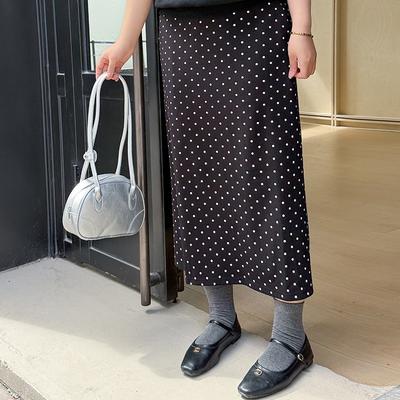 Falda de Lunares para Mujer para Primavera y Verano Falda de Cintura Alta y Adelgazante de Corte A que Envuelve las Caderas