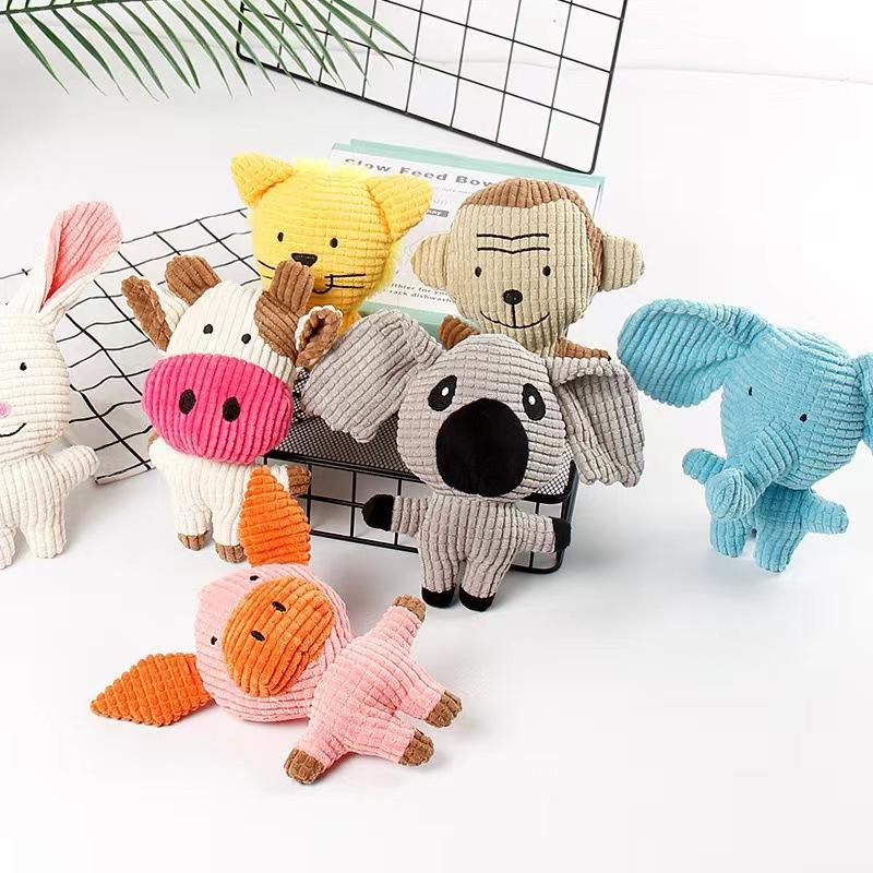 Lovely Sound-Making Dog Playthings, Corduroy Animal Chews for Puppies, Durable Interactive Dental Toys, Pet Essentials