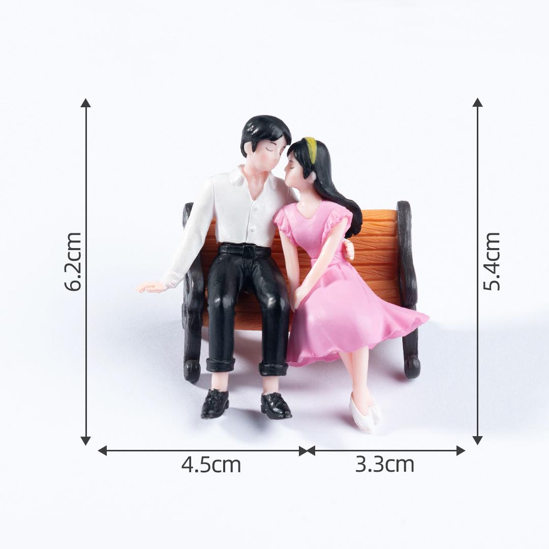 

2pcs Miniature Fairy Garden Accessories Cute Kawaii Lovers Ornament Statue Figurines Home Garden Landscape Dollhouse Decoration Not include chair