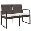 VidaXL Banc de jardin à 2 places avec coussins marron PP rotin 360210