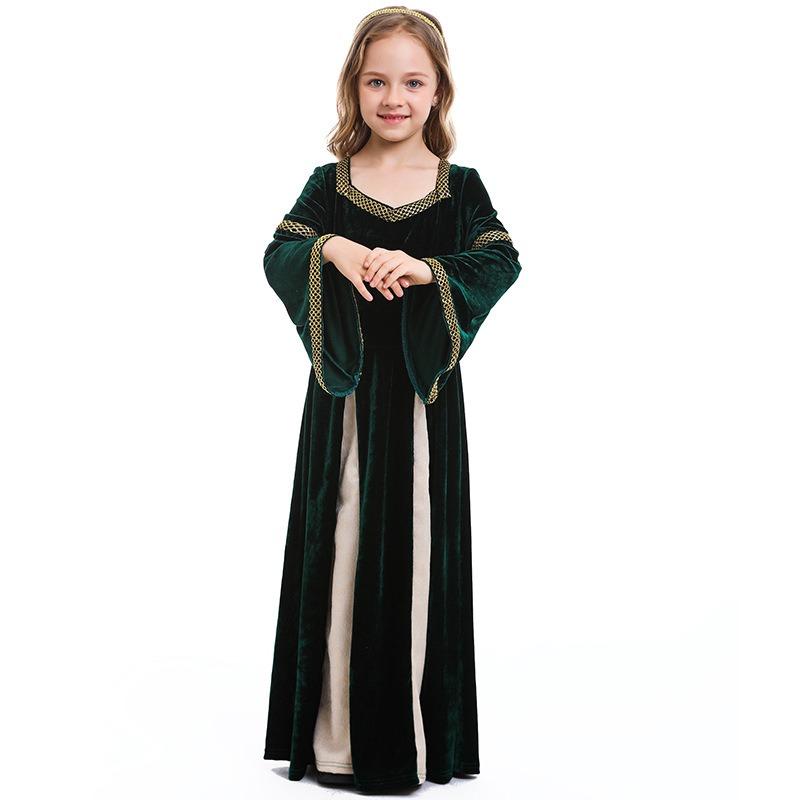 Renaissance Retro Mittelalter Mädchenkleidung, Musikalische und Tanz Bühnenkostüme, Hofstil, Trompetenärmelkleid