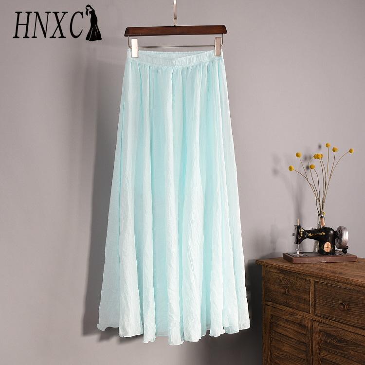 HNXC Women's Fashion Casual Solid Color Print Summer Spring Skirt