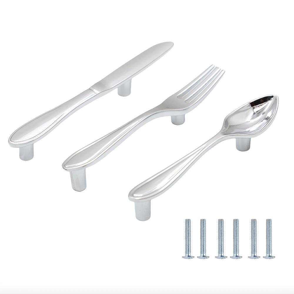 

[Набор из 3 ручек для дверцы шкафа] Набор из 3 современных ручек для ножей/ложек/вилок для кухонных шкафов, ручки для ящиков шкафов (CC:76ММ)