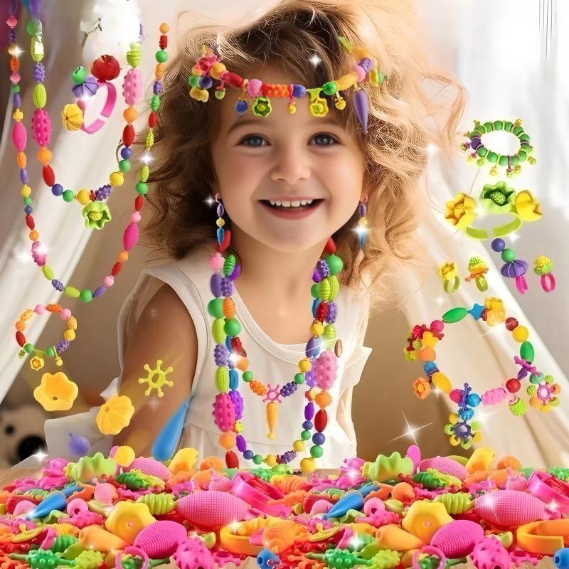 Children's DIY Bead Jewelry Making Kit Beginner Friendly Craft Set for Girls Make Necklace Bracelet Ring Art Craft Gift