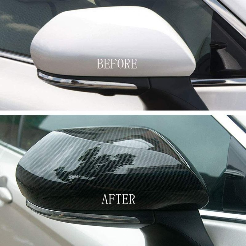 For Toyota Camry 2018- Rearview Side Mirror Cover + Door Handle Cover Wing Cap Exterior Door Rear View Case Trim Carbon