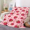 1pc Strawberry Heart Lightweight Flannel Blanket, Comfortable and Warm Blanket, for Office and Camping Sofa Bed037