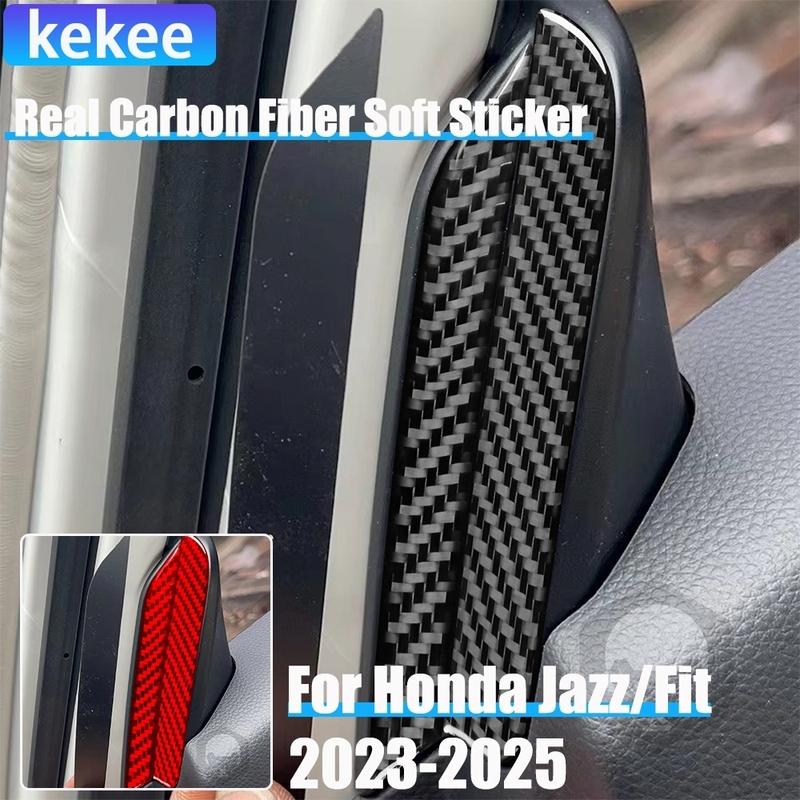 Real Carbon Fiber Car Accessories A-pillar Side Panel Decorative Trim Cover Soft Sticker For Honda Fit /Jazz GR9 2024 2025