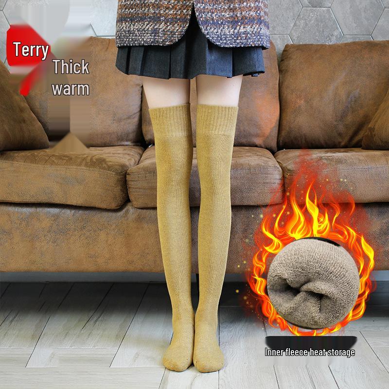 Women's Warm Fleece-Lined Over-the-Knee Socks - Thick, Non-Slip, Autumn & Winter Styles