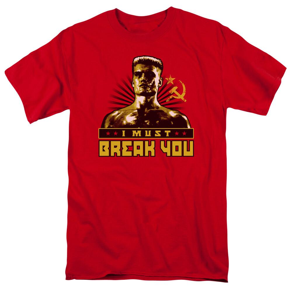 Rocky I Must Break You T Shirt Mens Licensed Boxing Movie Balboa Ivan Drago Red M
