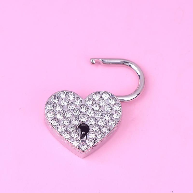 New Metal Love Wish Lock Keyed Padlocks Diamonds Heart Shaped Lock For Jewelry Box Small Wooden Box
